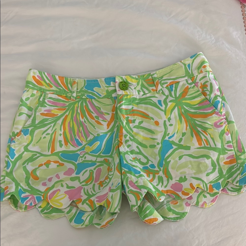 Lilly Pulitzer Green and Blue Formal Bottoms with Tropical Print